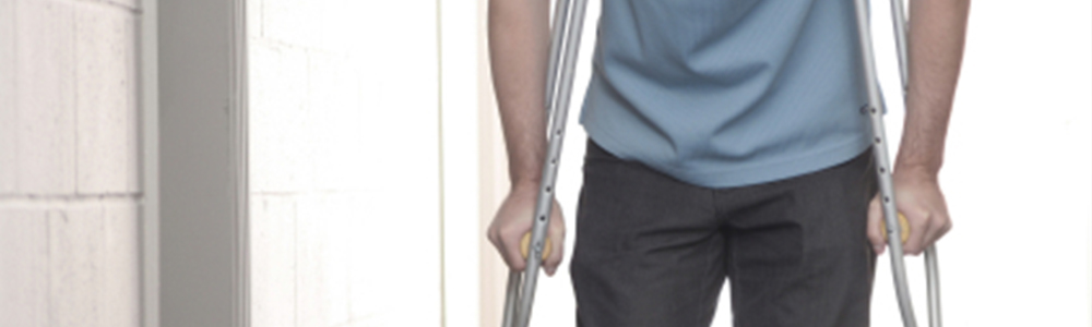 Patient walking on crutches